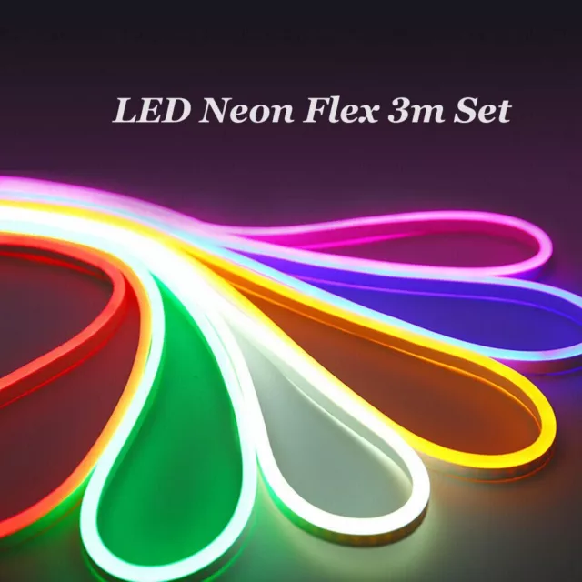 3m 230V Neon Flex Round Light 360 Waterproof Flexible 17mmLED Rope 5050 IP68 UK