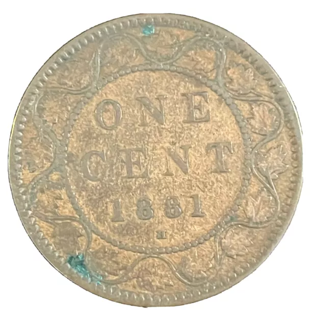 1881 H Canada One 1 Cent Canadian Large Penny Queen Victoria Bronze 25.4mm KM# 7
