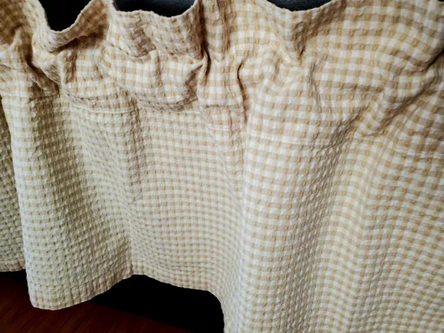 "Gofre de colección Bloomcraft cenefa tejido topo blanco gingham cheque algodón 56x16"