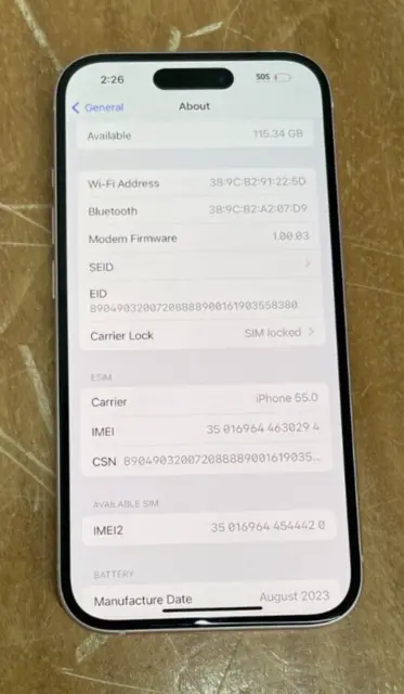 Apple iPhone 15 A2846 128 GB (piezas/reparación)