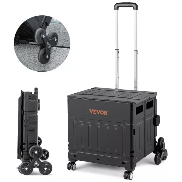 VEVOR Shopping Cart 53L Folding Portable Trolley Stair Climbing Wheeled Cart