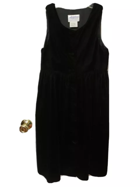 Girls VTG Storybook Heirlooms Black Velvet sleeveless Dress Size M Acetate blend