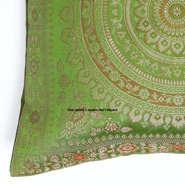 Indio 16" Mandala Verde Euro Funda de Cojín Brocado Manta Decoración Hogar 3