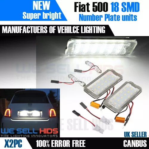 2x  Fiat 500 500c Number Plate Led White 18 SMD Unit Canbus Error Free UK 07-12