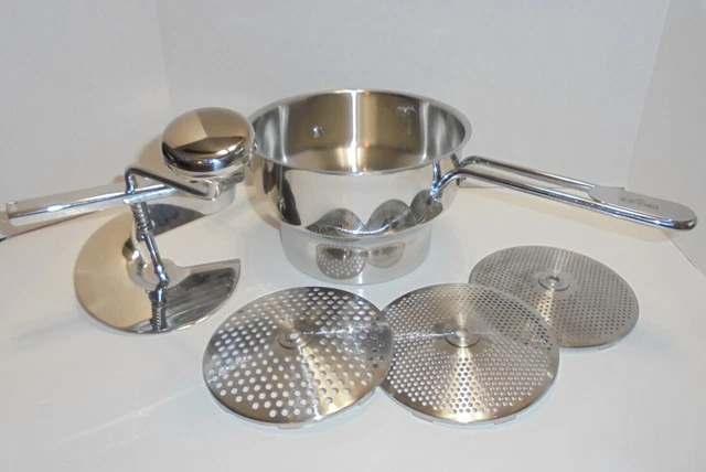 Bonito Molino De Alimentos De Acero Inoxidable De Alta Resistencia Todo Revestido Con 3 Discos Intercambiables