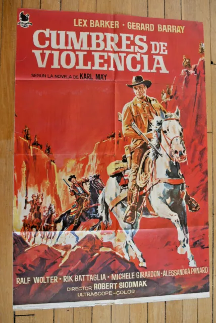 Lex Barker Gérard Barray Der Schatz Der Azteken 1965 Spanish Poster Original