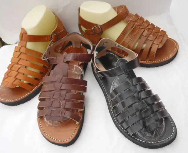 MENS 100% MOROCCAN LEATHER ROMAN SANDALS * 4 COLOURS *  6 Sizes