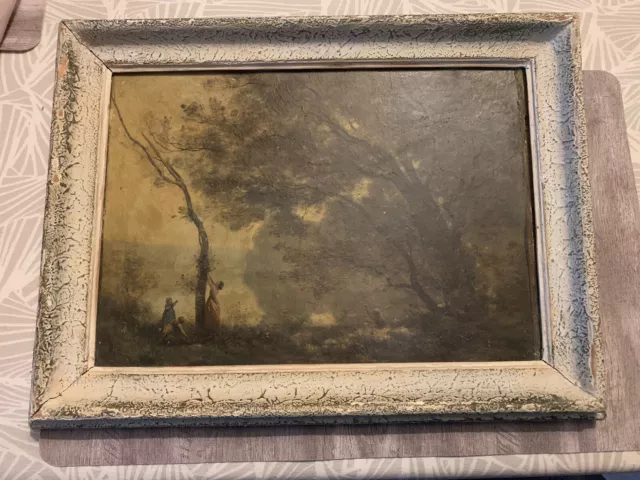 Petit Tableau Sur Bois Signé Corot