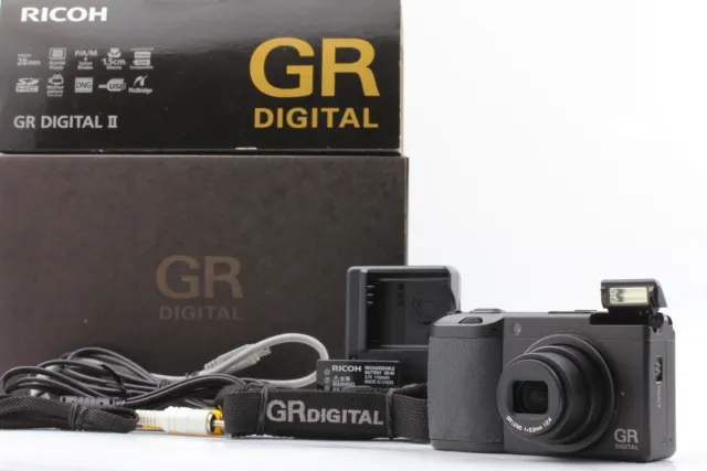 2Battery Near MINT in BOX RICOH GR DIGITAL II 10.1MP BLACK Digital Camera JAPAN