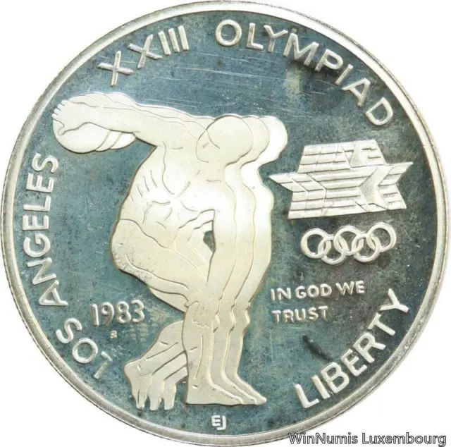 D0163 USA One Dollar Liberty Eagle Los Angeles 1983 Silver Proof ->M Offer