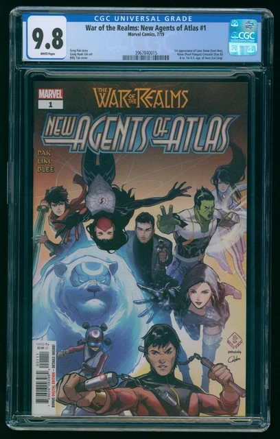 NEW AGENTS OF ATLAS #1 (2019) CGC 9.8 WAR OF REALMS 1st APP LUNA SNOW SEAL HEE