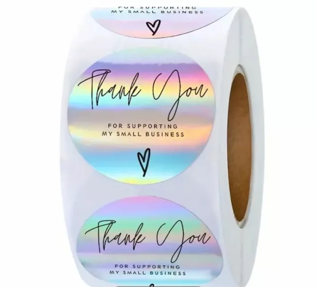 500pcs/roll Colorful Holographic Rainbow Laser Thank You Stickers for Business