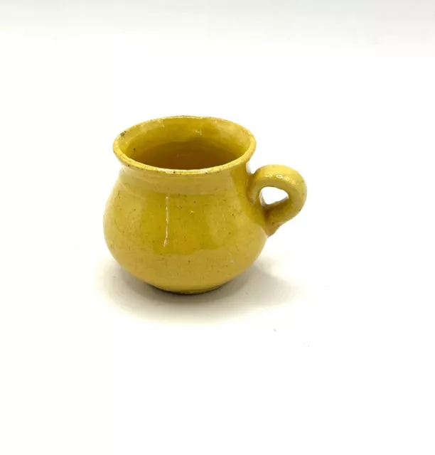 Vintage Miniature Pottery Ceramic Yellow Pitcher