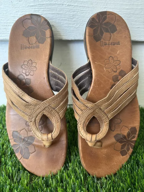 Merrell Womens Lidia Thong Sandals Flip Flop Dark Brown Leather Size 7