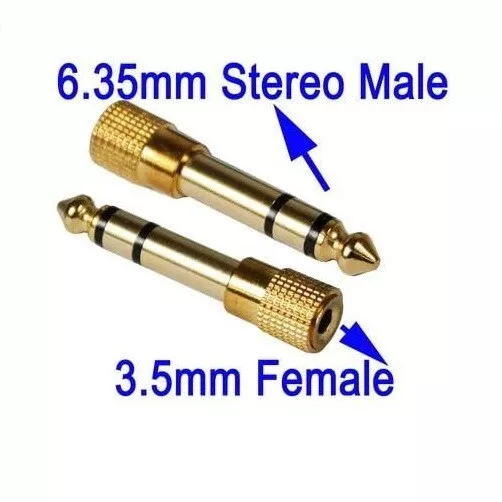 ADATTATORE JACK da 3.5 mm FEMMINA MINI a 6.3 mm MASCHIO CONNETTORE CUFFIE STEREO 2