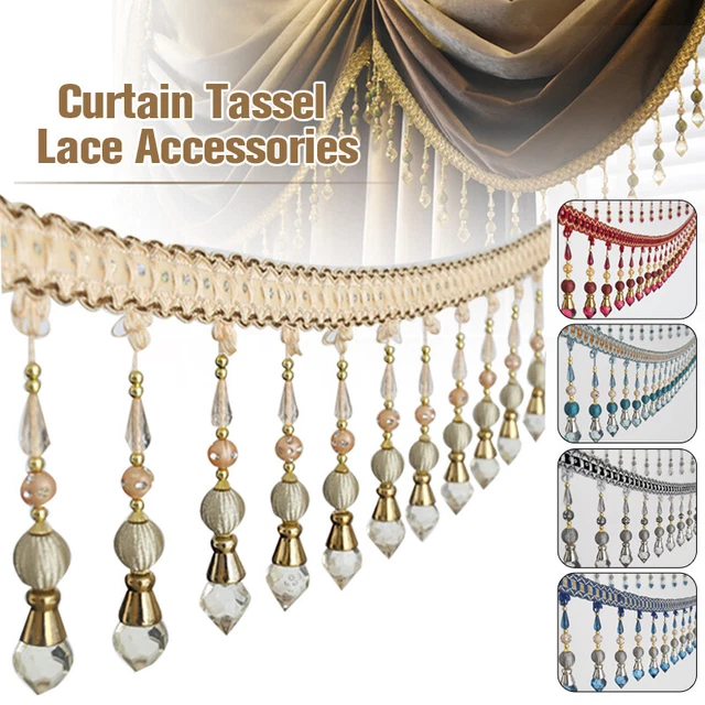1M Crystal Beaded Fringe Upholstery Curtain Sewing Tassel Trim Decorative Ribbon