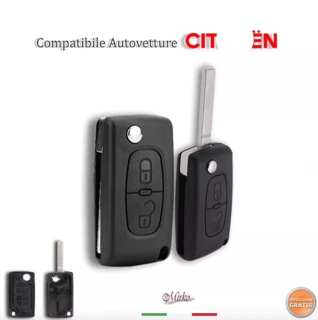 Guscio Chiave Per Citroen C1 C2 C3 C4 C5 Telecomando 2 Tasti  Senza Vano Batt