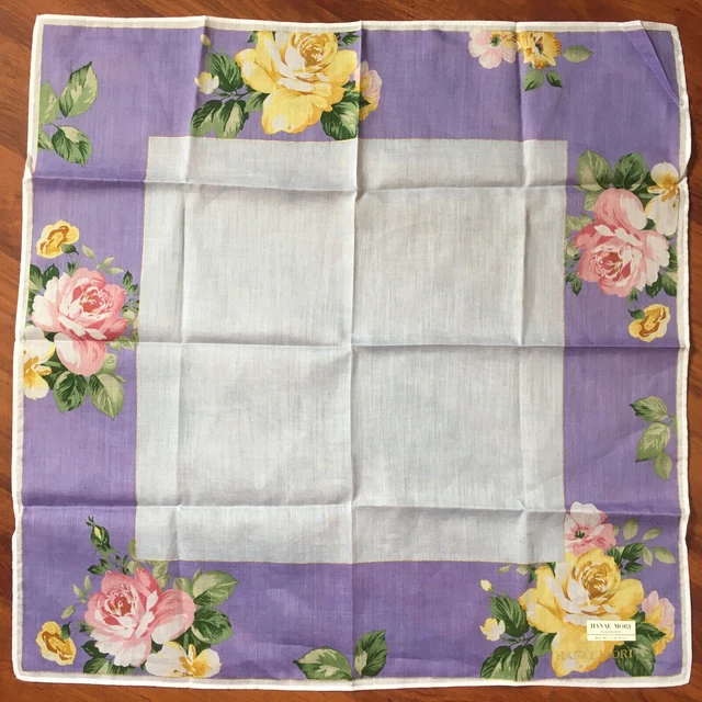Fazzoletto vintage Hanae Mori 100% cotone Rose Sz 17,5 X 17,5 pollici NWOB