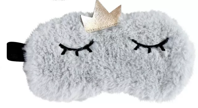 Schlafbrille Princess in Grau Schlafmaske Augenmaske flauschig weich NEU