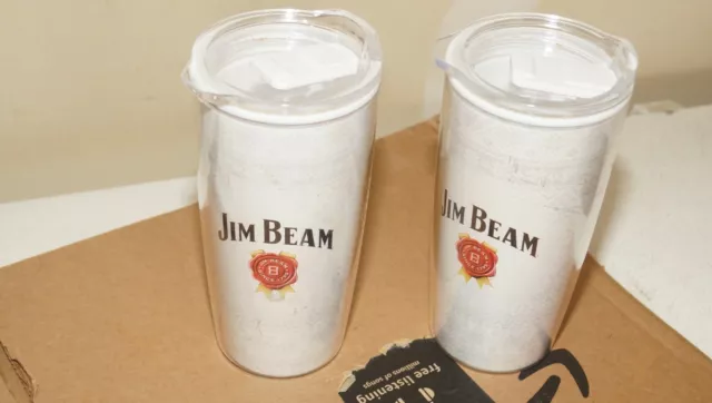 2 Jim Beam Holiday Travel Tumbler Mug Cup Whiskey Insulated 2021 HOT/COLD