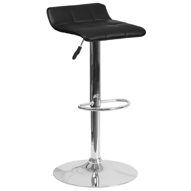Flash Furniture Contemporary Vinyl Adjustable Height Barstool with Back Black
