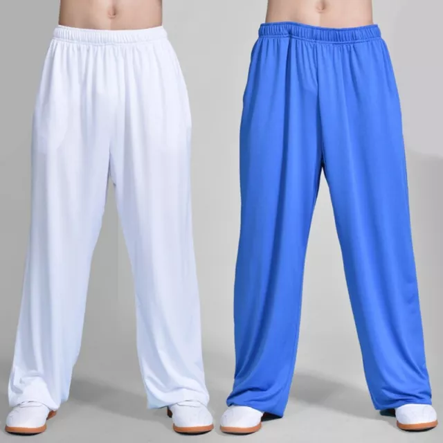 Men Elastic Waist Loose Pants Kung Fu Tai Chi Martial Arts Trousers Yoga Sports 3