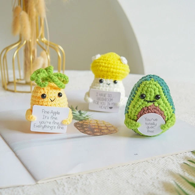 Pomme De Terre Positive - Porte-clés Tricoté Main + Carte Motivation - Décoration Mignonne Et Cadeau Inspirant