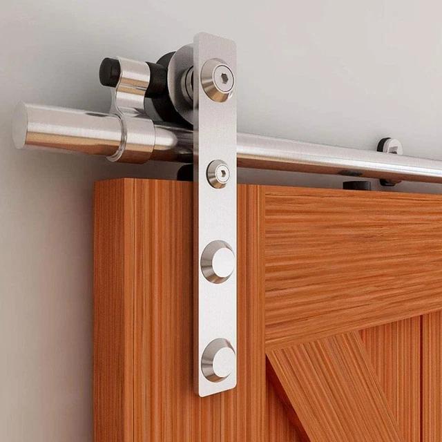CCJH 5FT-12FT Stainless Steel Sliding Barn Door Hardware Kit Track for Wood Door