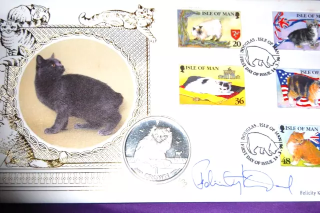 Benham 1996 Isle Of Man Cats Coin Cover Signed By Felicity Kendal