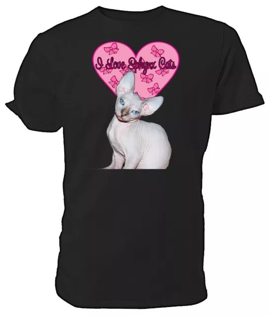 I Love Sphynx Cats T shirt  Choice of size & colours mens/womens