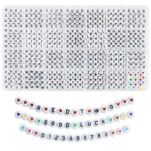 1450Pcs Letter Beads, Acrylic 4X7Mm round Letter Beads Kits, Alphabet Beads  A-Z