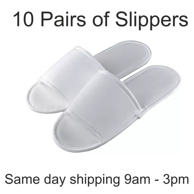 10 pairs SPA HOTEL GUEST SLIPPERS OPEN TOE TOWELING DISPOSABLE TERRY STYLE NEW*