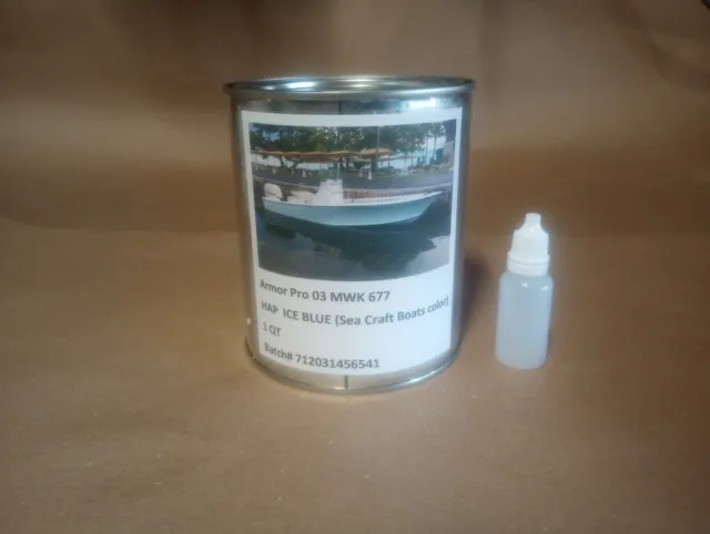 Ice Blue Gelcoat (Sea Craft boat color) Repair Kit with Hardner without Wax 1Qt.