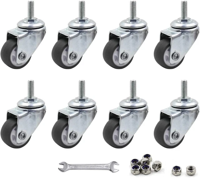 Luomorgo 8 Pcs 1" Caster Wheels Swivel Stem Casters for Small Tiny Shopping Cart