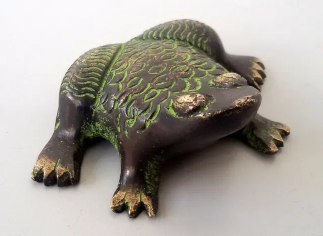 Cast Aluminum Frog Paper Weight Garden Yard Shelf Decor Figurine Antique Finish