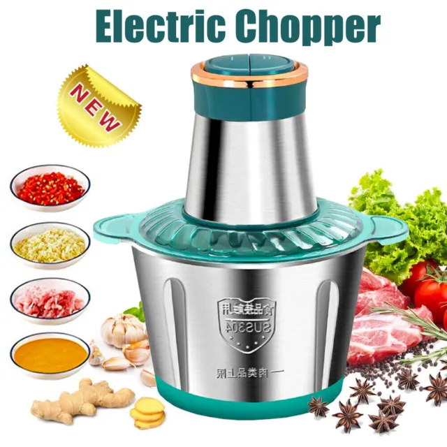 2000ml Electric Chopper Food Processor Multi Blender Meat Fruit Vegetable Mixer