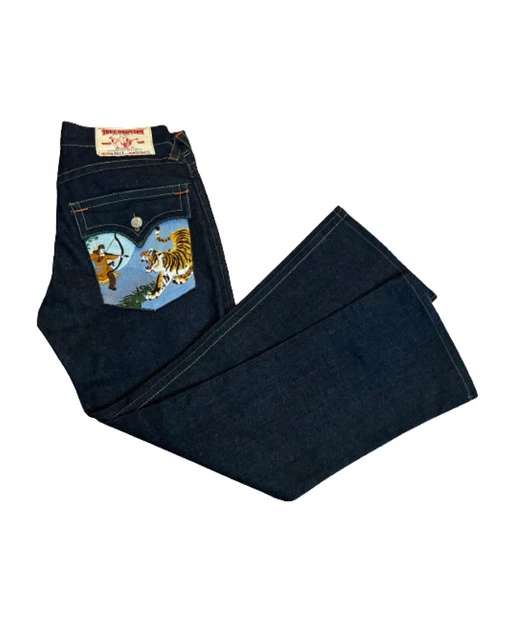 True Religion Billy Flared Embroidered Tiger Warrior Jean Pants Men's 34x33 NEW True Religion Billy Flared Embroidered Tiger Warrior Jean Pants Men's 34x33 NEW