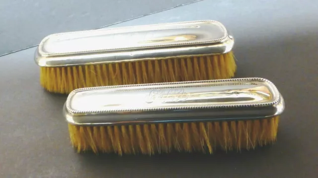Antique 1871 Sterling Silver Pair His & Hers Clothes Brushes Signed R. Wallace