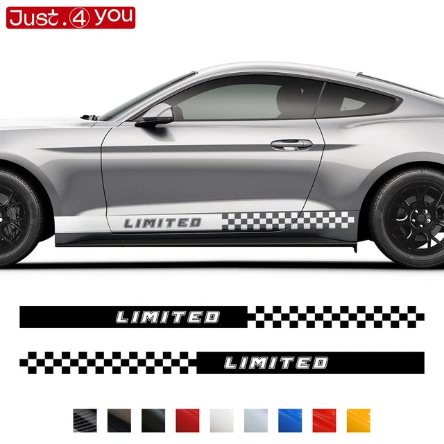 2pcs Rocker Panel Side Stripes Decals For Ford Mustang Shelby GT GT350 GT500