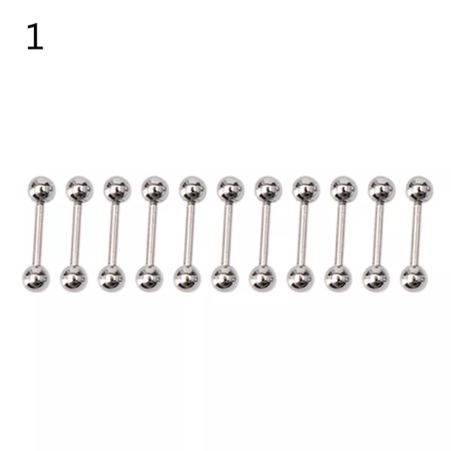 10 x Stainless steel Ball Tongue Navel Nipple Barbell Rings Bars Body Pierc-DC