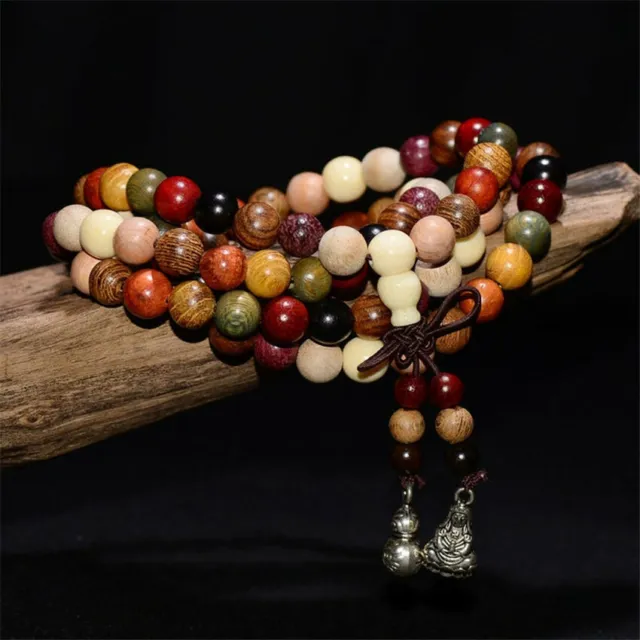 8MM Sandalwood Bracelet 108 Beads Buddha Pendant Yoga Bless Buddhism