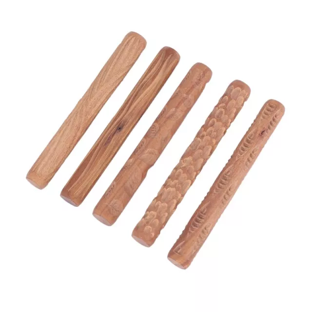 5 PIEZAS Herramientas de cerámica Rodillos de mano de madera para estampillas de arcilla patrón de arcilla Rodillo Y9Y 2