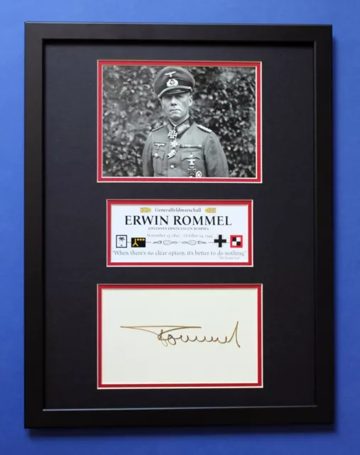 ERWIN ROMMEL AUTOGRAPH framed masterly display WW2 The Desert Fox