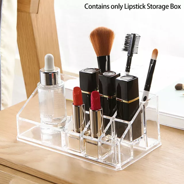 Desktop Bedroom Lipstick Holder Compartments Storage Display Durable Clear Box