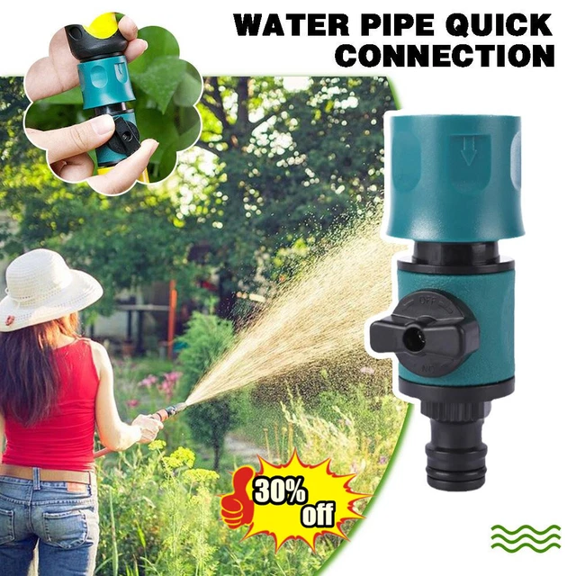 2xValve Quick Hose Connector Garden Watering Plastic Shut Off Valve Pipe Adapter