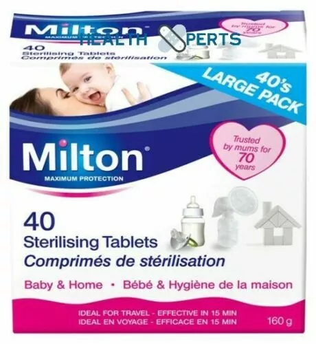 Milton Sterilising Tablets 2 X 40 Maximum Protection For Baby & Home Free P&P