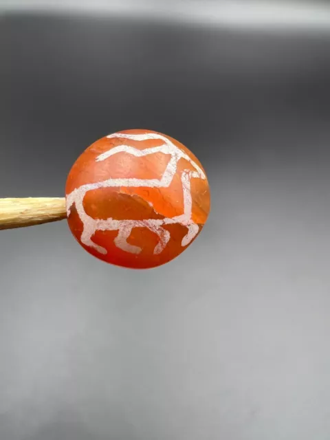 Burmese South East Asian Pyu Pagan Etched Carnelian Agate Stone Bead