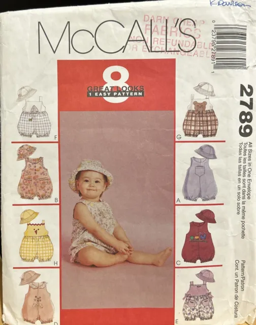 McCall’s 2789 Rompers/hat Sewing pattern￼