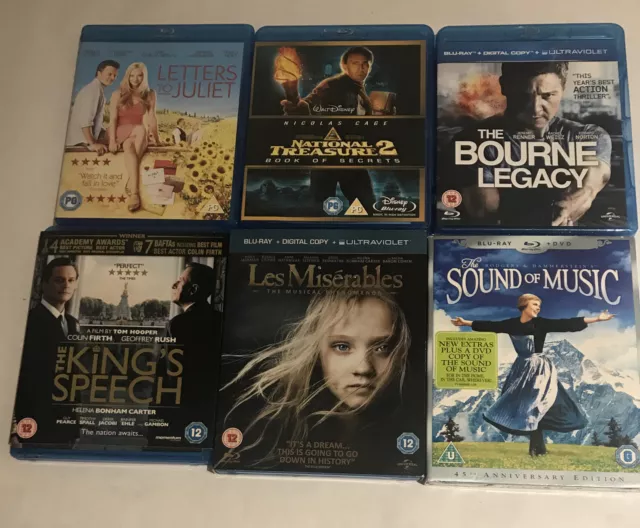 Blu ray Bundle * 6 - Sound of Music, Les Miserables, Kings Speech, Bourne Legacy