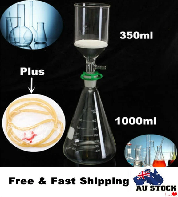 GLASS VACUUM SUCTION Filter Kit 1000ml Conical Flask 250ml Buchner